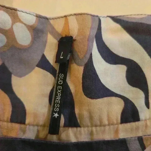 Sud Express 100% Cotton Peasant Floral Tunic Dress Blue Gray Size Large - Picture 7 of 9